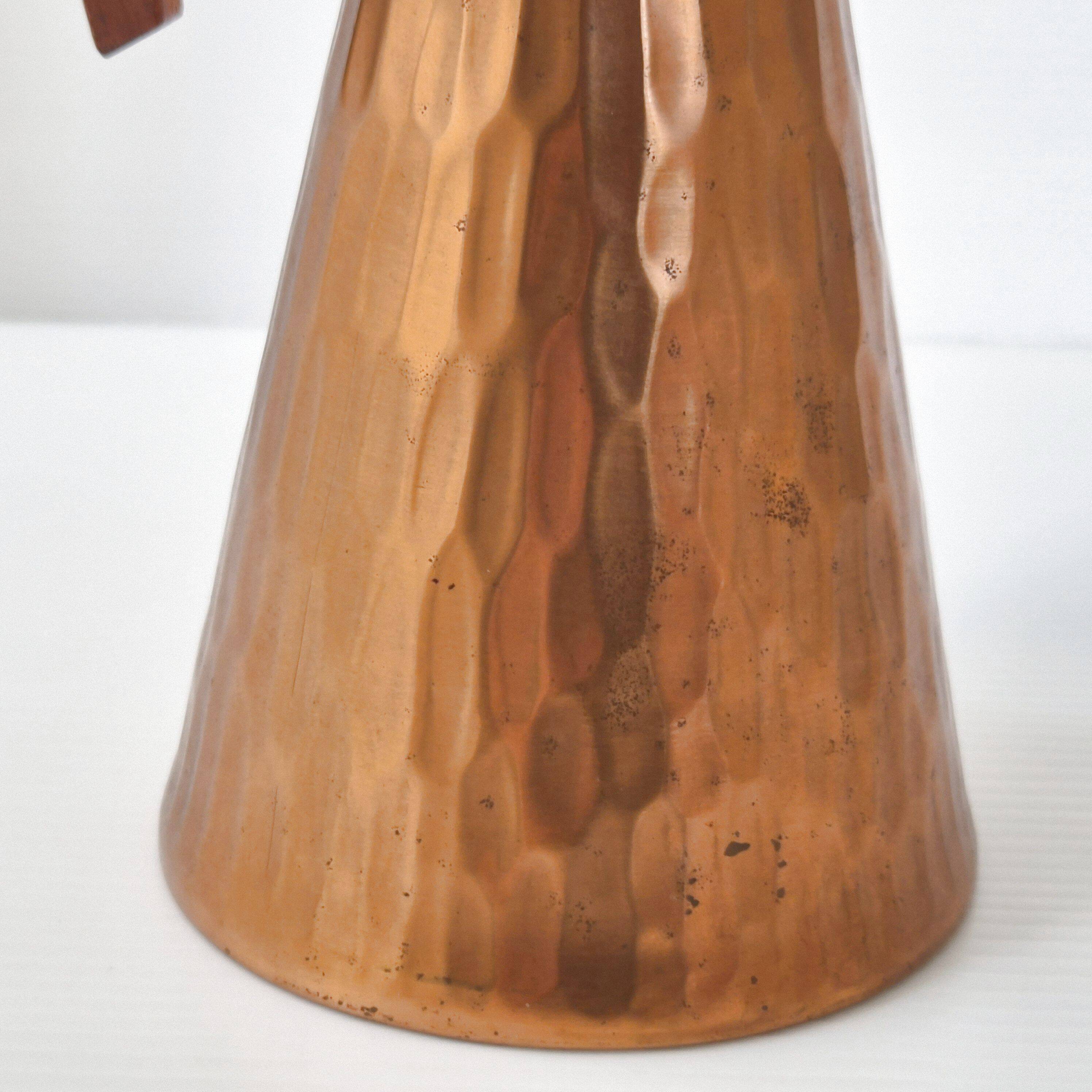 Vintage scandinavian vase denmark 1960 dahlmann in teak & hammered copper 60s