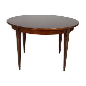 Table ronde Art Déco en acajou par Jacques Adnet vers 1940