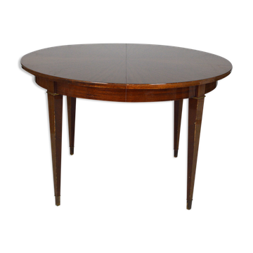 Table ronde Art Déco en acajou par Jacques Adnet vers 1940