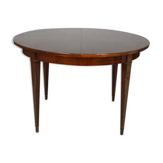 Art Deco mahogany round table by Jacques Adnet around 1940