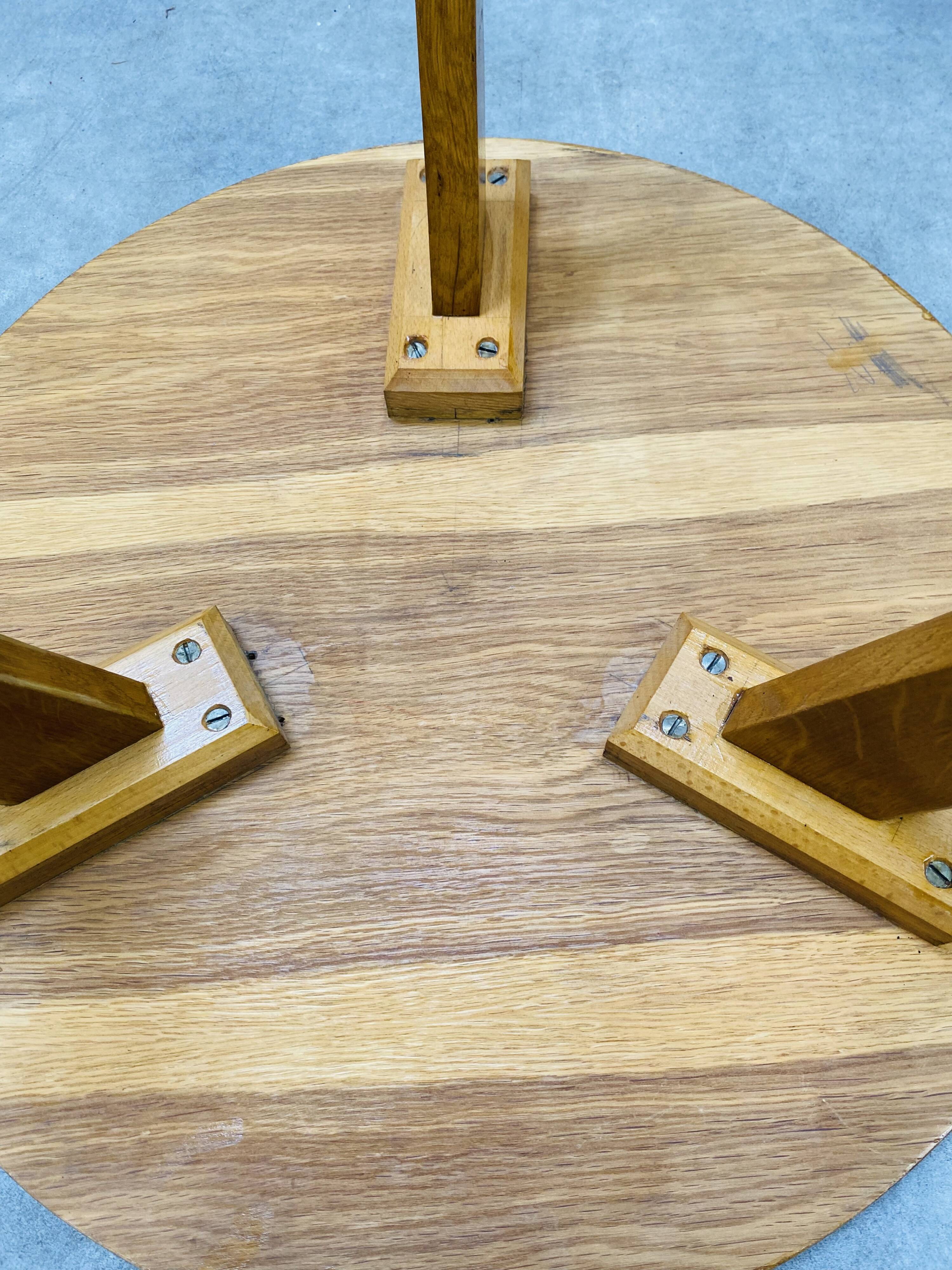 50's vintage wooden tripod side table with compass base