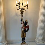 Lampadaires nubiens porte torchère en bois polychrome