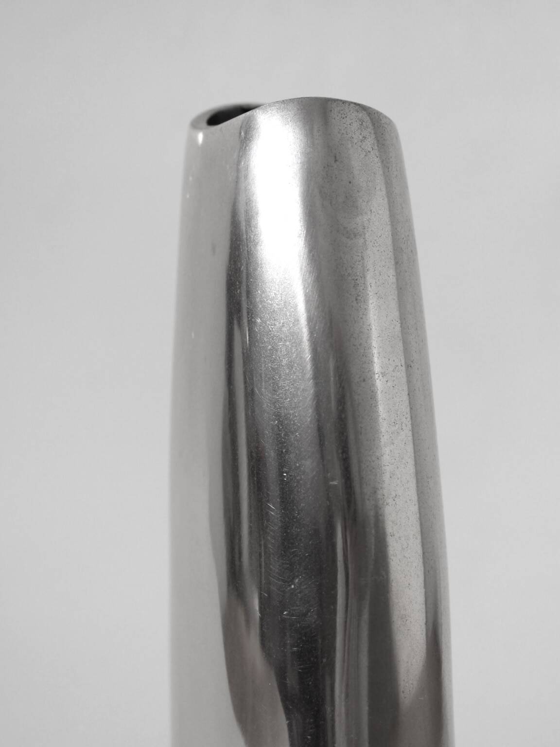 Polished Aluminum Flat Tall Vase