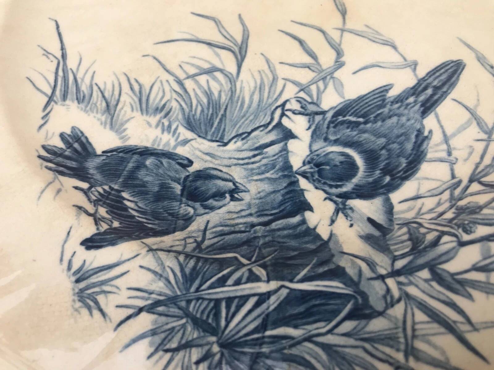 Gien Earthenware Antique Serving Dish Bird Decor