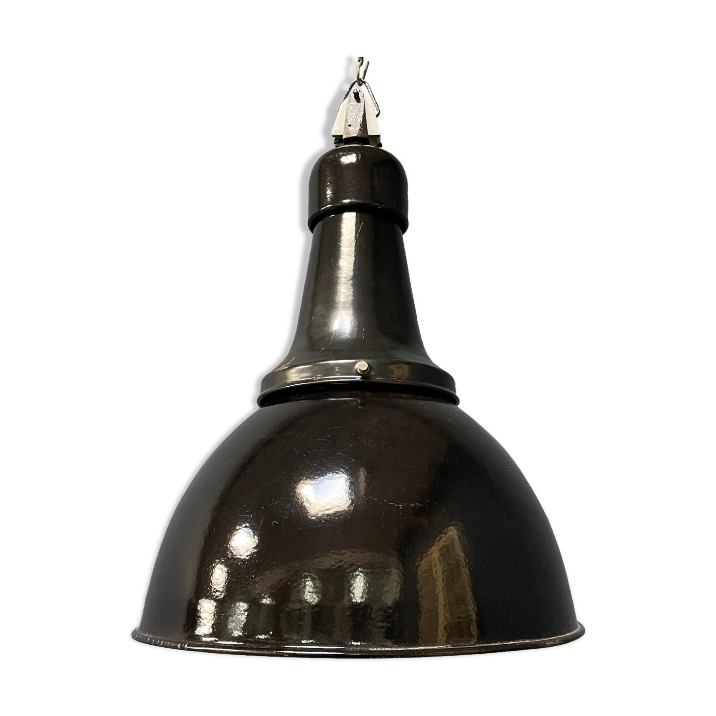 Black enamel Bauhaus factory lamp from Industria Rotterdam