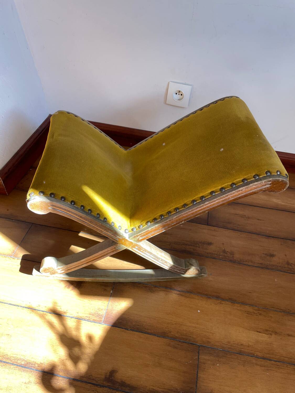 Mustard Velvet Rocking Footrest