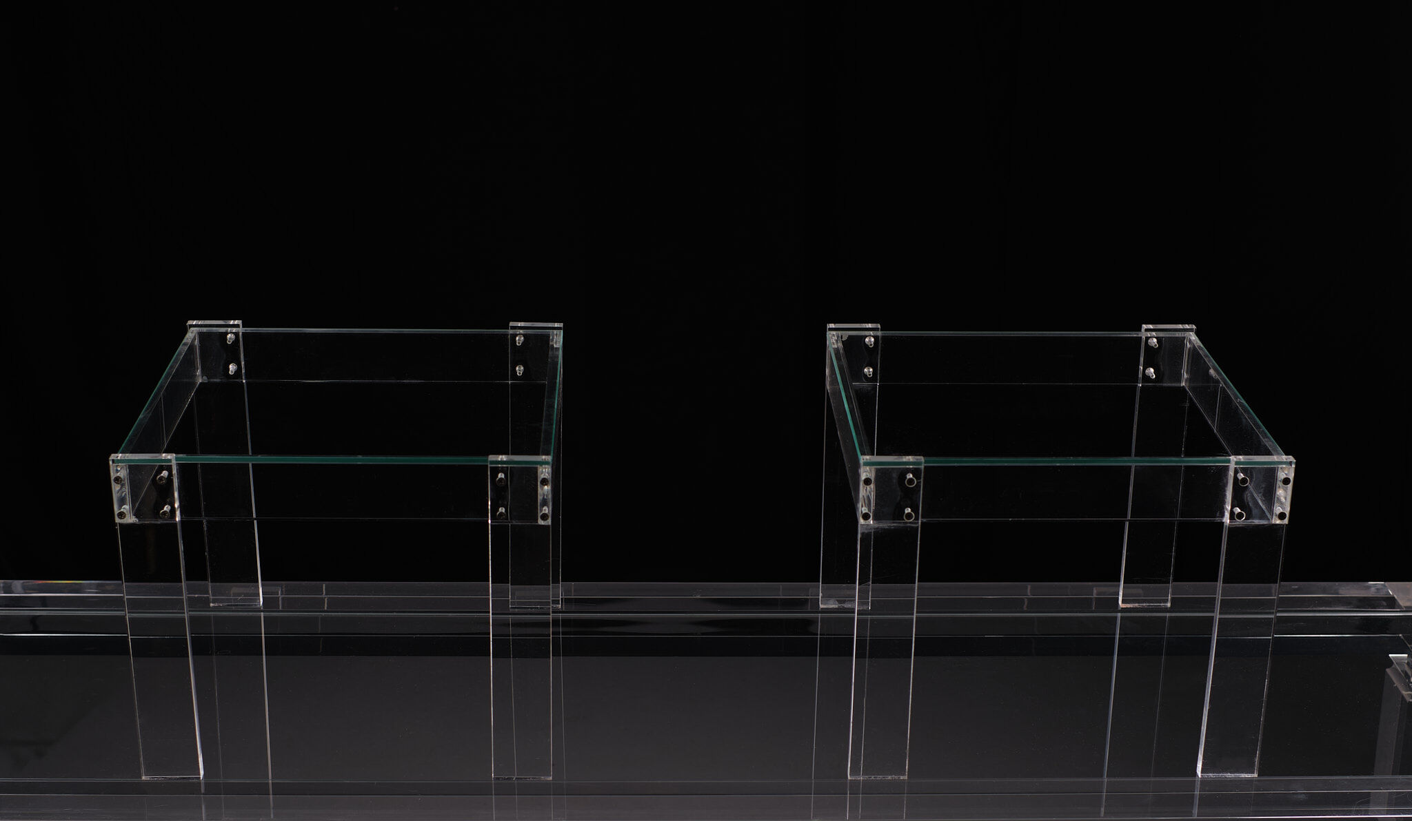 Vintage square small lucite side tables 1970s france