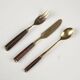 Vintage cutlery service in bronze and violet wood, Thailand, 20th century.