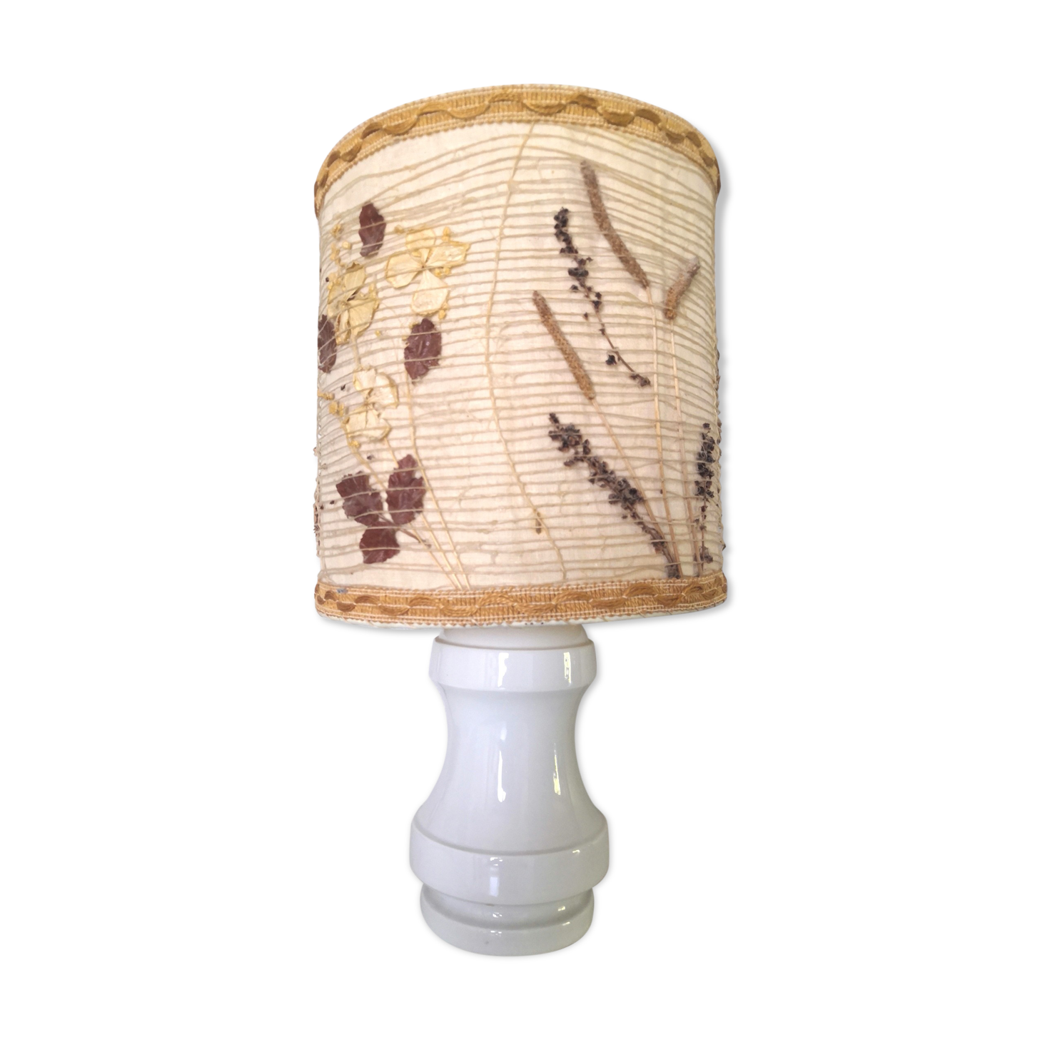 Virebent porcelain lamp and herbarium lampshade from the 70s