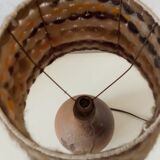 Sandstone lamp, wool lampshade, 50s/60s