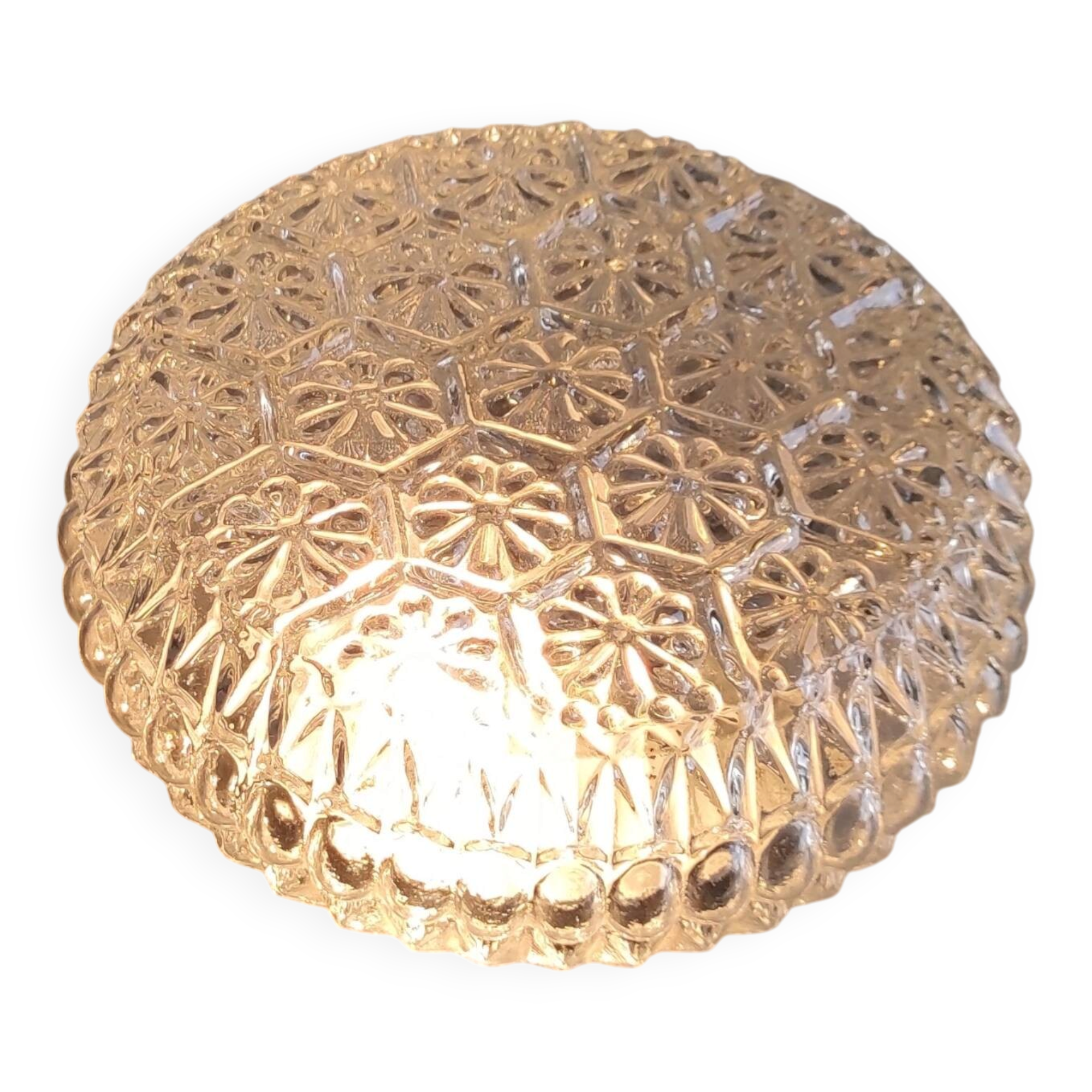 Ceiling light or wall sconce in moulded floral glass - 70s