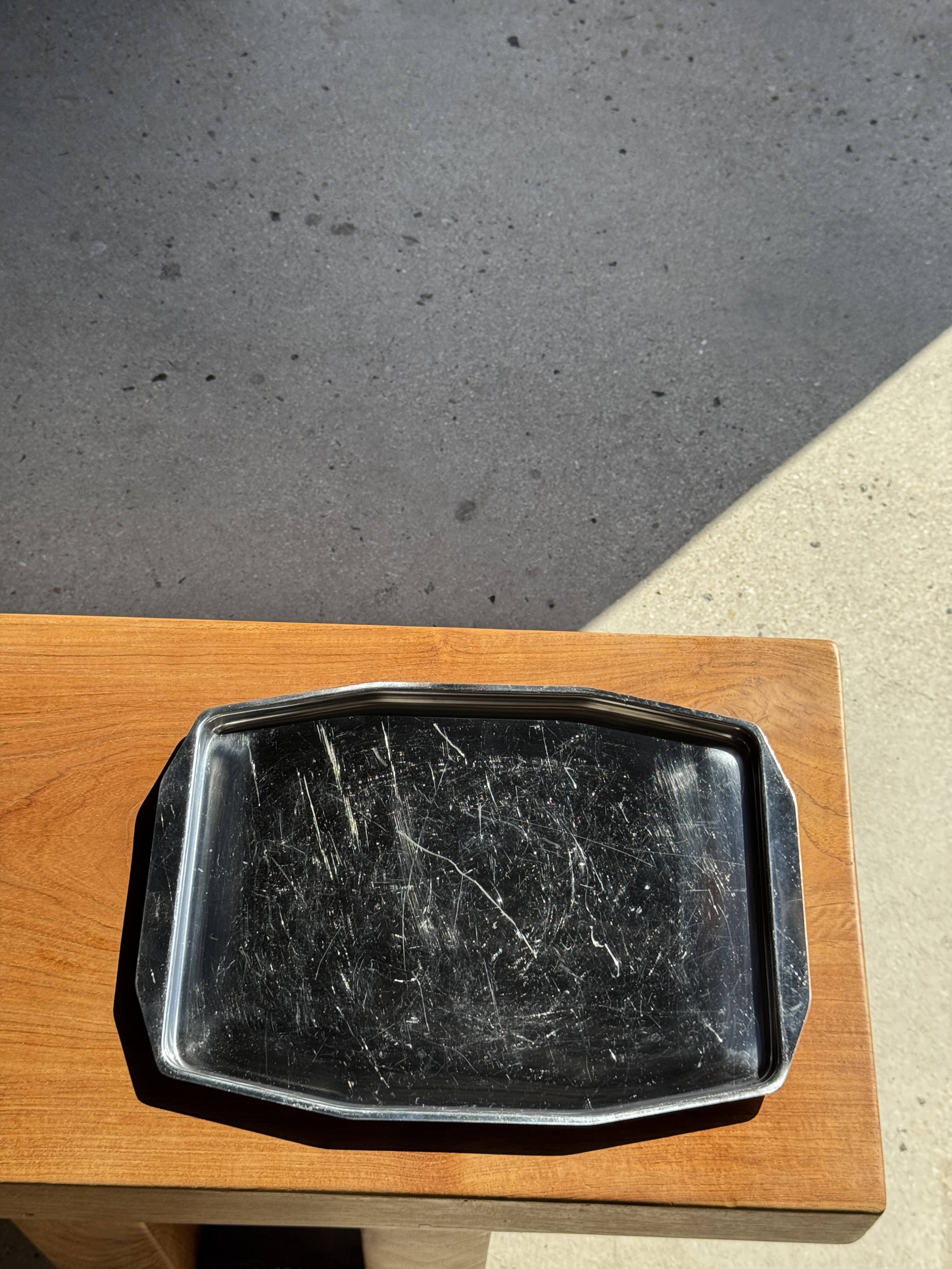 Vintage rectangular silver-plated tray with handles L37 W27 H1.5