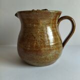 Enameled stoneware pitcher with ice cube tray - vintage