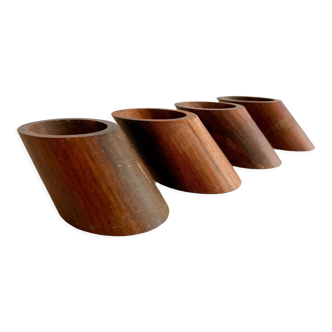 Set of 4 Mid Century Napkin Rings, Rosewood, Vintage