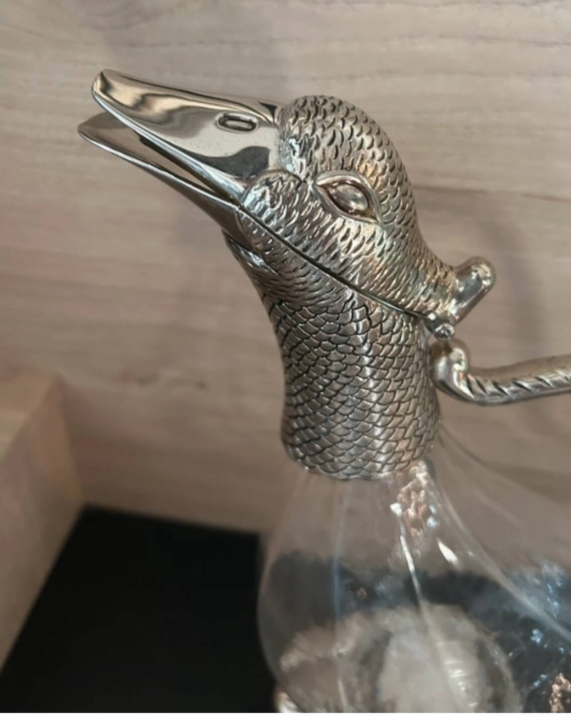 Silver-plated metal crystal decanter