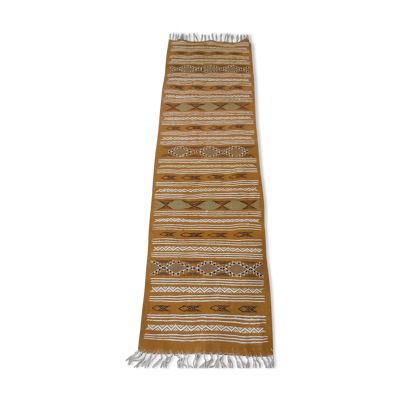 Tapis couloir couleur moutarde fait main, 200x60 cm