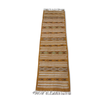 Tapis couloir couleur moutarde fait main, 200x60 cm