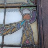 porte en chêne avec des vitraux