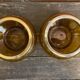Salad bowl + 2 Antique AMBRINE Bowls Amber Glass + Gold Bronze Mounting