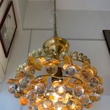 Murano ceiling light yellow flowers and glass balls 1970