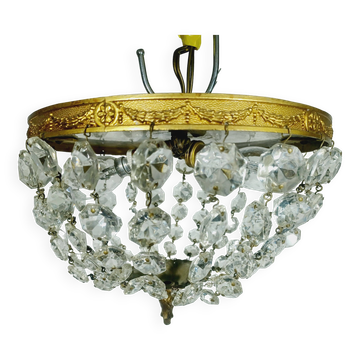 Bronze and crystal ceiling light