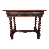 Louis XIII style oak desk table