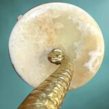 Antique fish-shaped ashtray on a stand in gilded brass and onyx (4.464 kg)