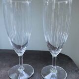 2 ancient engraved blown glass flutes