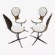 Suite de 4 chaises vintage bois cintré et palissandre. Allemagne, années 60
