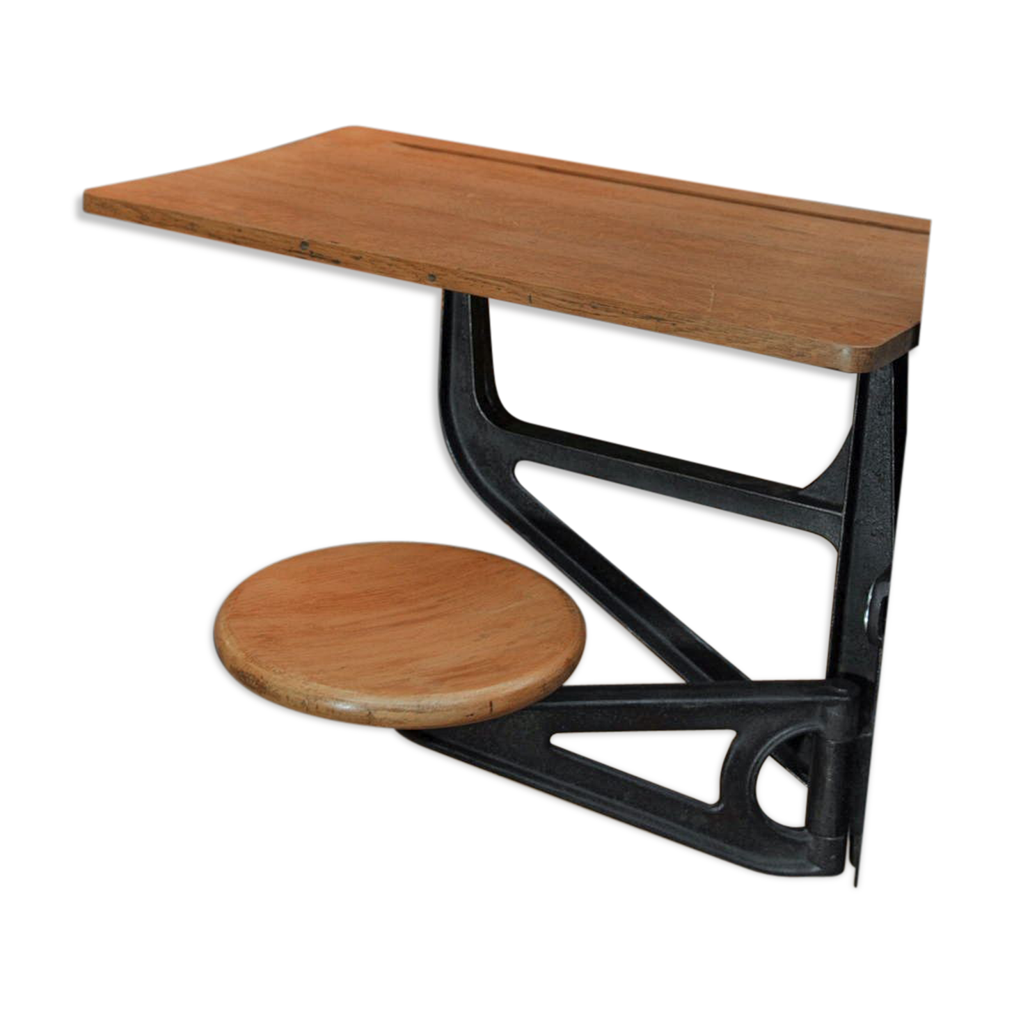 Fonte odesk and seamstress wall solid oak with removable seat 1930