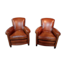Pair of club chairs in leather