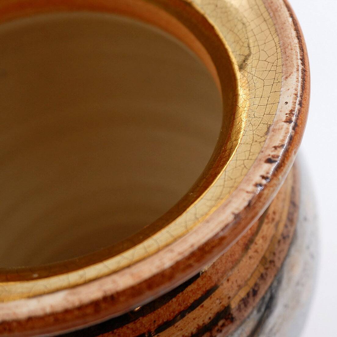 Shiny Ceramic Vase Gold Glaze Colors by Georges Pelletier Vallauris - 1960s