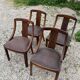 Set of 4 art deco gondola chairs in solid oak wood with skai leather