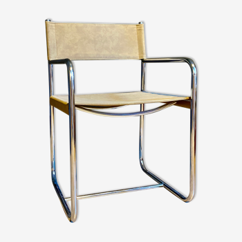 Modernist chair in metal and canvas 1970