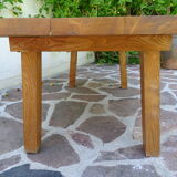 Massive elm coffee table of brutalist spirit