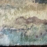 Watercolor painting G. GIRARDOT (1856-1914) Meadow at Frasne (Doubs) dated 190