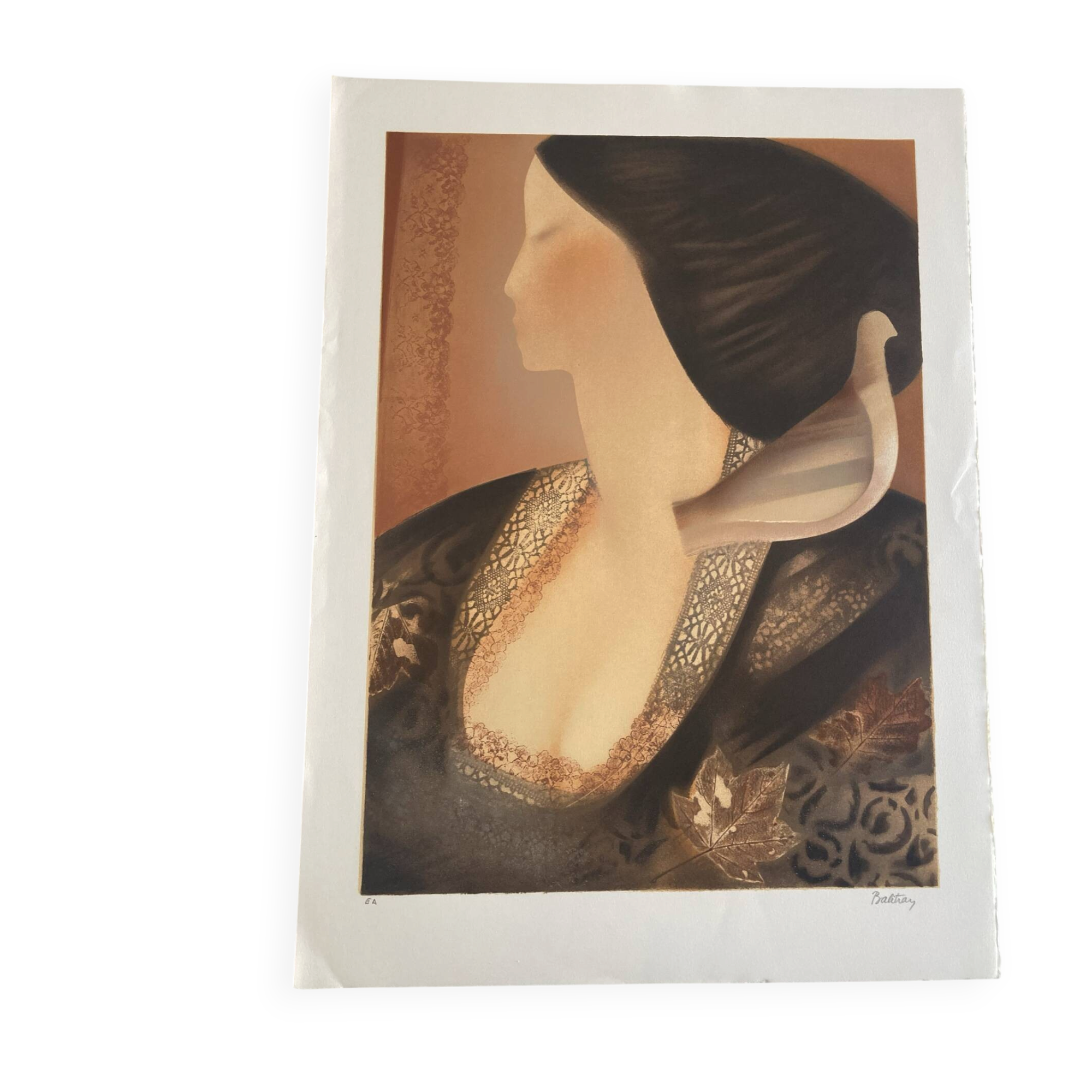 Lithograph (EA) signed Balitran - Portrait of a woman - Art Deco