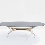 Maria Pergay steel and brass dining table Gerbe 1970