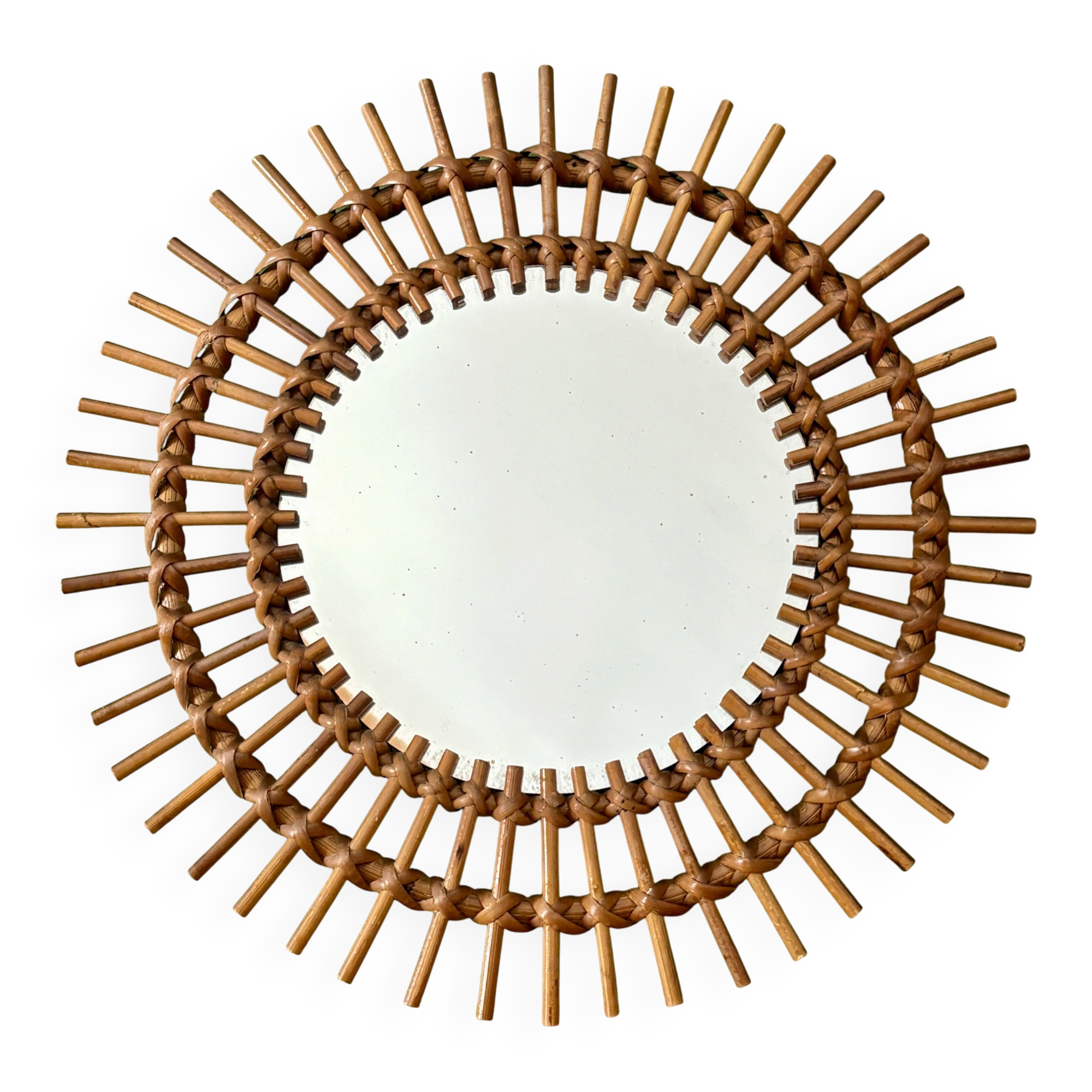 Vintage rattan sun mirror
