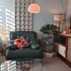 Fauteuil cuir vert anglais 1980