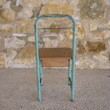 Metal and wood boarding bedside chair