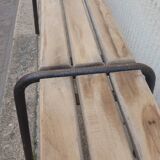 Wooden and vintage metal school bench