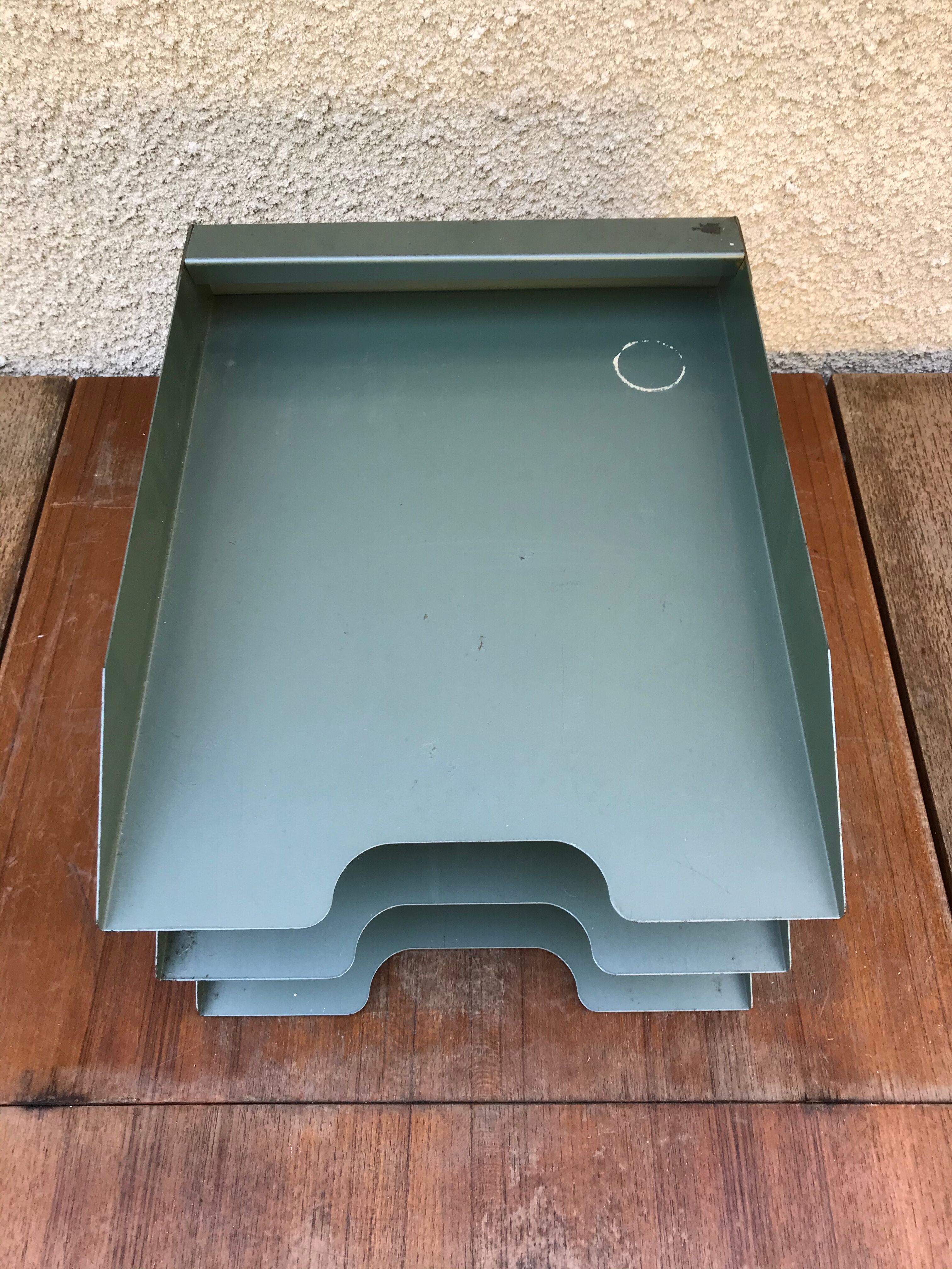 Former Locker Door Documents 3 Compartments Metal Green Vintage Workshop