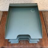 Former Locker Door Documents 3 Compartments Metal Green Vintage Workshop