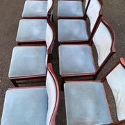 8 Scandinavian chairs in solid teak and blue velvet from the 1960s