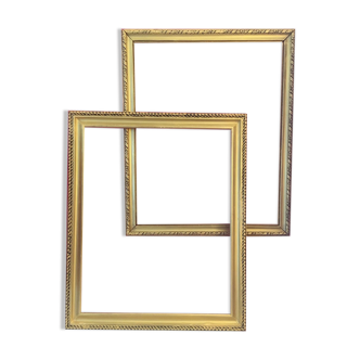 Set of 2 old gilded wood frames, mid-20th century