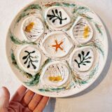 Interesting French porcelain oyster dish MBFA Pornic hand-painted marine M.