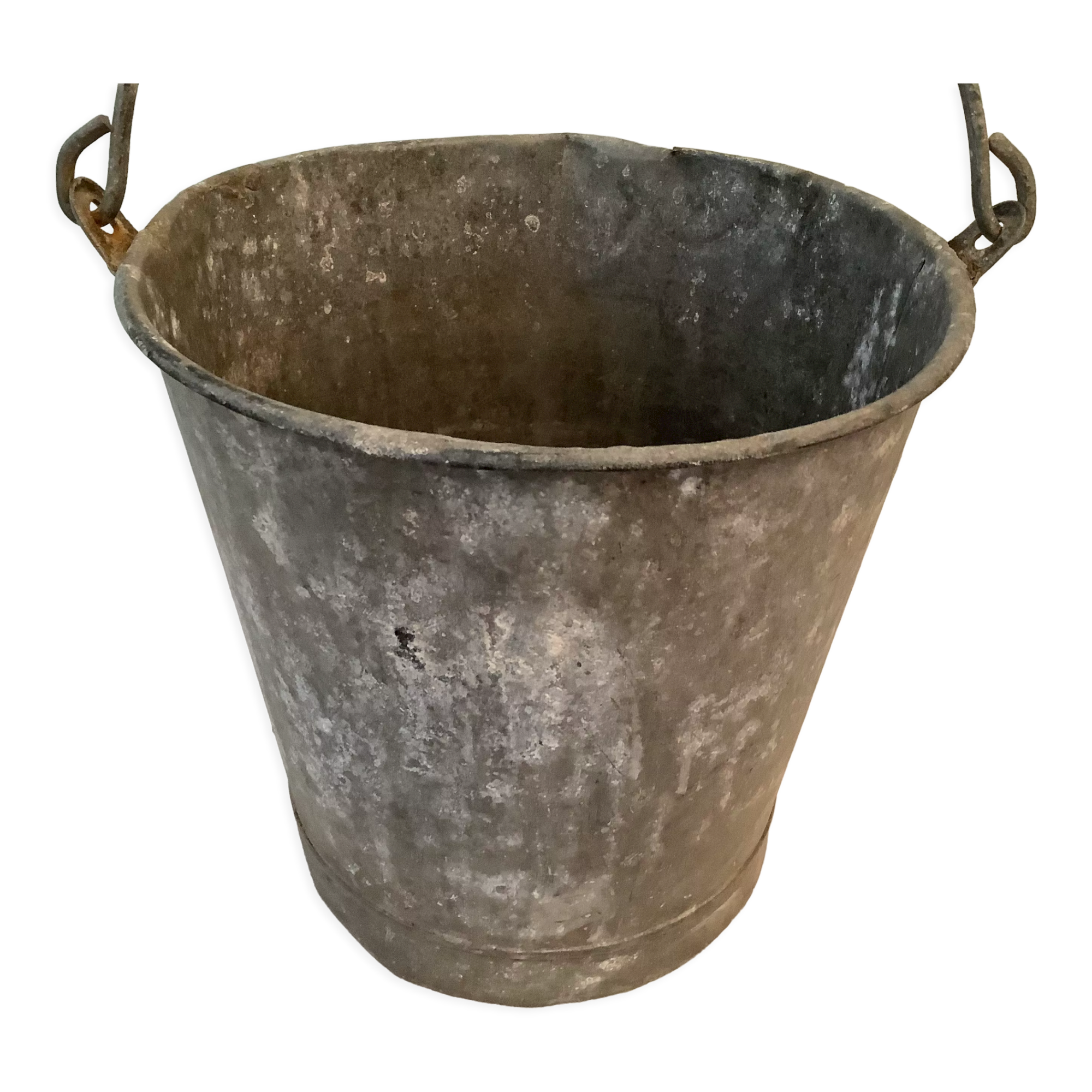 Galvanized well bucket with handle / vintage 50s