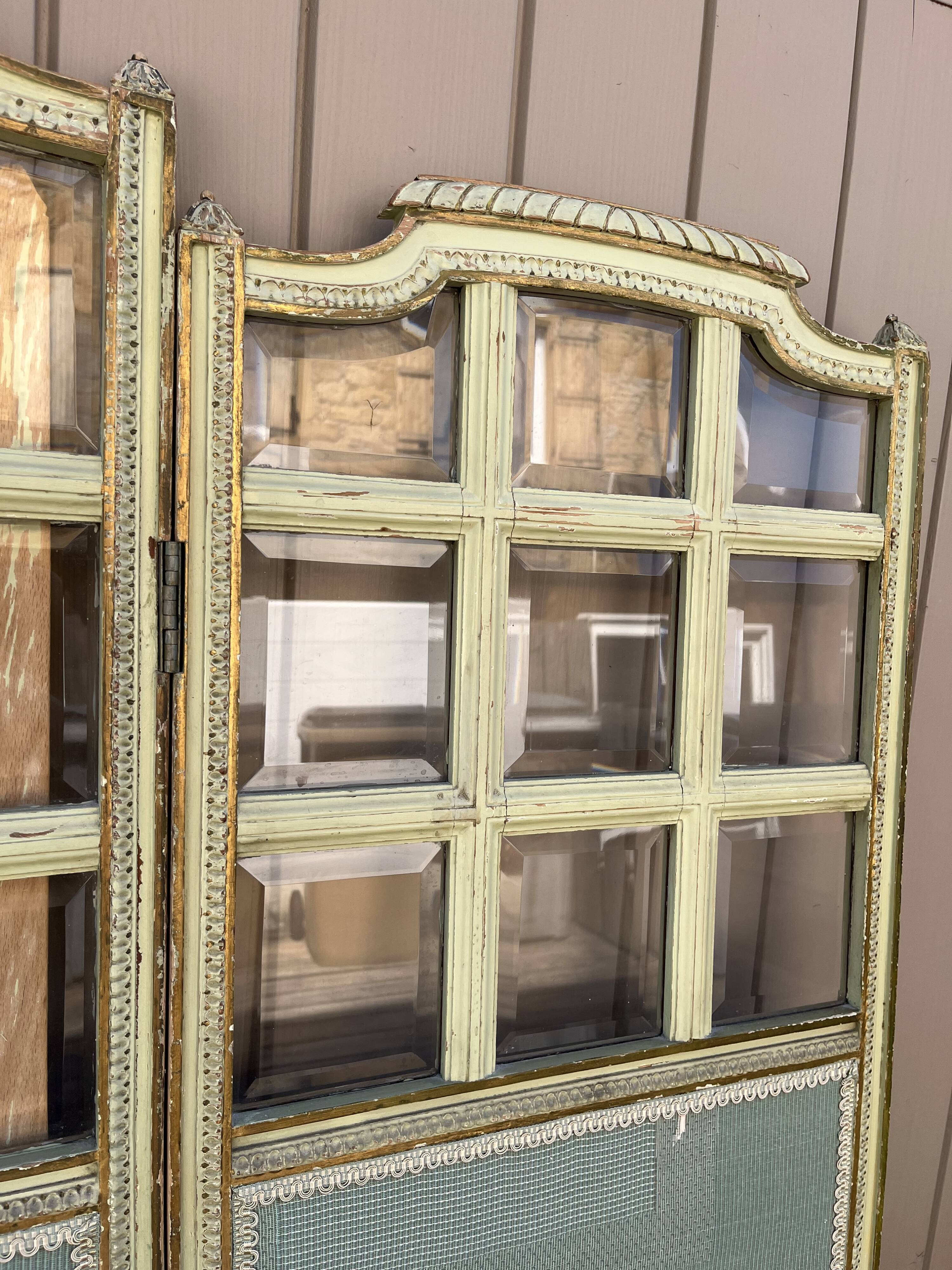 Paravent en verre et tissu