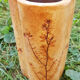 Trilobed vase herbarium motif, sandstone, signed Raymonde Leduc (Vallauris, 60s)